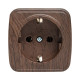 Фотография Розетка 1-местная ОП Минск 16А с заземлением тёмное дерево EKF, артикул EGR16-028-40