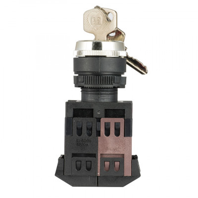 Фотография Переключатель АKS-22 черный c замком возвратный NO+NC EKF PROxima, артикул aks-22