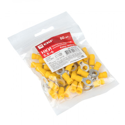 Фотография Наконечник кольцевой изолированный НКИ 6.0-6 (50шт.) EKF PROxima, артикул nki-5.5-6n