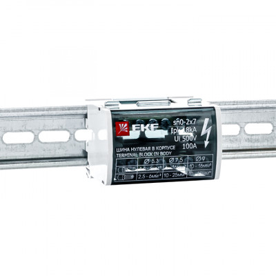 Фотография Шина нулевая в корпусе (2х7) EKF PROxima, артикул sn0-2x7