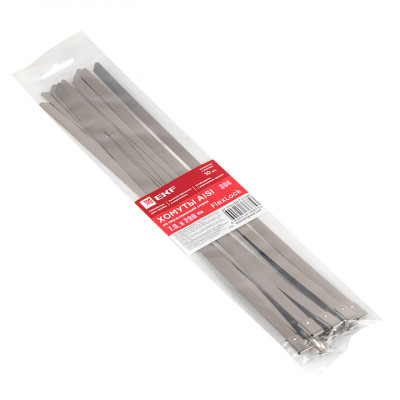 Фотография Хомут AISI 304 из нержавеющей стали, 7.9x290 (10 шт.) FlexLock PROxima, артикул plc-fl-tss-304-7.9x290-r