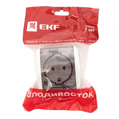 Фотография Владивосток Розетка 1-местная 16А с заземлением с прозрачной крышкой IP54  EKF, артикул EQR16-029-30-54-T