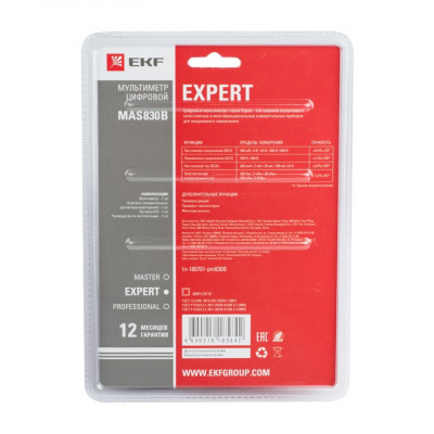 Фотография Мультиметр цифровой MAS830B EKF Expert, артикул In-180701-pm830B