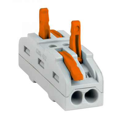 Фотография Строительно-монтажная клемма СМК 222-422 проходная 2 полюса 0,08-4мм2 (25шт.) EKF PROxima, артикул plc-smk-422