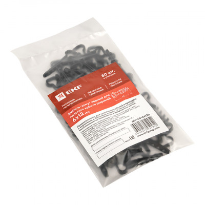 Фотография Дюбель-хомут (6х12 мм) для плоского кабеля черный (50 шт.) EKF PROxima, артикул plc-cd-6x12b