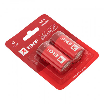 Фотография Алкалиновая батарейка типа C(LR14) блистер 2шт. EKF, артикул LR14-BL2