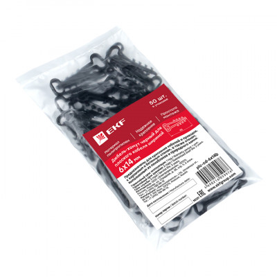 Фотография Дюбель-хомут (6х14 мм) для плоского кабеля черный (100 шт.) EKF PROxima, артикул plc-cd1-6x14b