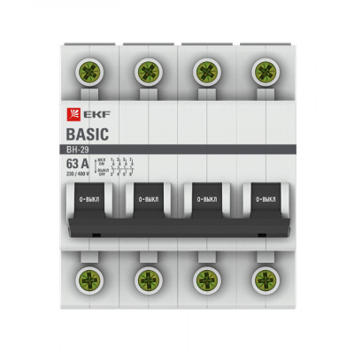 Фотография Выключатель нагрузки 4P 63А ВН-29 EKF Basic, артикул SL29-4-63-bas