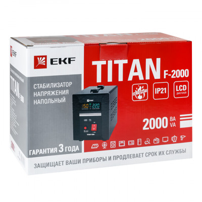 Фотография Стабилизатор напряжения напольный TITAN F-2000 EKF PROxima, артикул stab-f-2000
