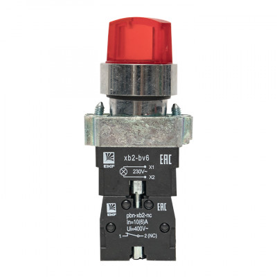 Фотография Переключатель BD33 3P c красной подстветкой 230В NO EKF PROxima, артикул xb2-bk33-r-230