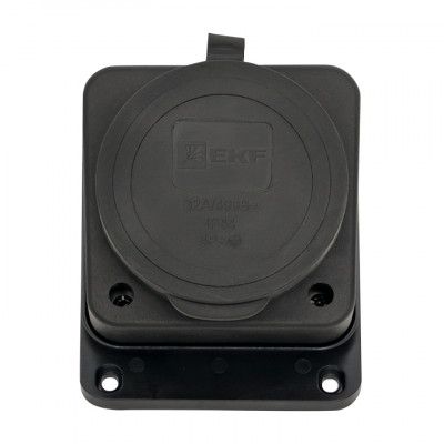 Фотография Розетка настенная с защитной крышкой каучуковая наклонная 380В 3P+PE 32A IP44 EKF, артикул RPS-023-32-380-44