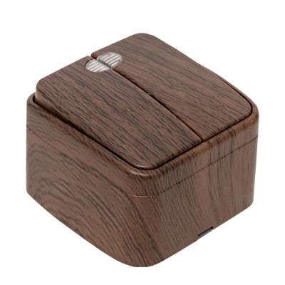 Фотография Выключатель 2-клавишный ОП Минск 10А с индикатором тёмное дерево EKF, артикул EGV10-123-40