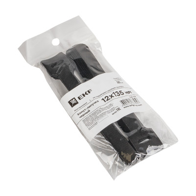 Фотография Хомут-липучка 12х135 мм черный (20 шт) EKF PROxima, артикул hlct-1-b