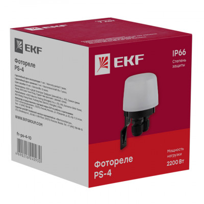 Фотография Фотореле PS-4 10А 2200Вт IP66 EKF PROxima, артикул fr-ps-4-10