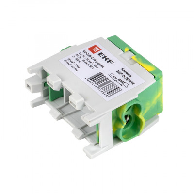 Фотография Клемма распределительная КСР с двойным винтом 2x25/2x16 желто-зеленая EKF PROxima, артикул ksr-2.25-2.16-y-green