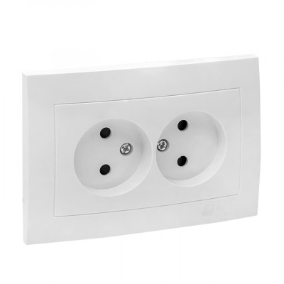 Фотография Валенсия розетка 2-местная б/з 10А белая с защ. штор. EKF PROxima, артикул EWR10-102-10