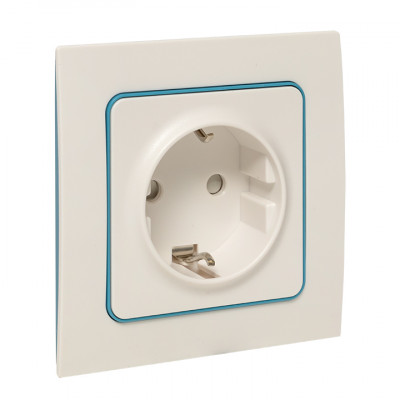 Фотография Стокгольм Механизм Розетки 1-местной с/з 16А в/к белый с защ. штор. EKF PROxima, артикул EYR16-028-20