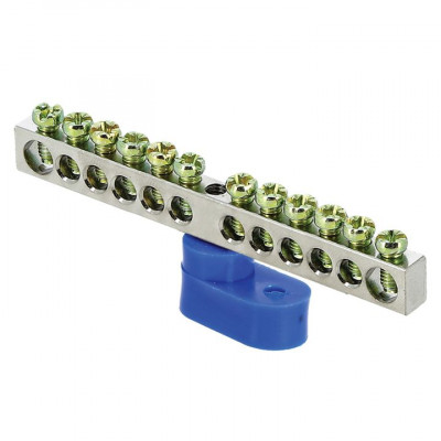 Фотография Шина 0 N (6x9мм) 12 отв. цинк синий угловой изолятор EKF PROxima, артикул sn1-63-12-1