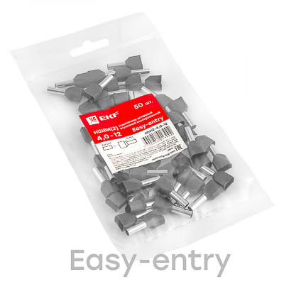 Фотография Наконечник штыревой втулочный изолированный НШвИ(2)  4-12 (50шт.) EKF PROxima, артикул nhvi2-4.0-12