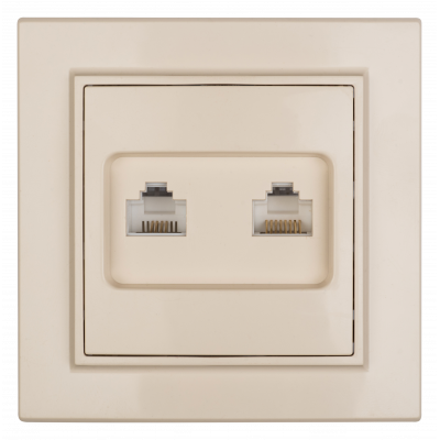 Фотография Минск Розетка RJ-45 2-местная СП бежевая EKF, артикул ERK02-035-20
