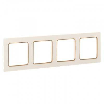 Фотография Стокгольм Рамка 4-местная белая с линией цвета шампань EKF PROxima, артикул EAM-G-303-20