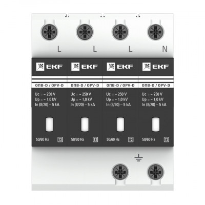 Фотография Ограничитель импульсных напряжений ОПВ-D/4P In 5кА 230В с сигн. EKF PROxima, артикул opv-d4