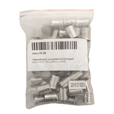 Фотография Наконечник штыревой втулочный НШв 70.0-20 (уп50шт) EKF PROxima, артикул nshv-70-20