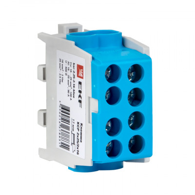 Фотография Клемма распределительная КСР с двойным винтом 2x25/2x16 синяя EKF PROxima, артикул ksr-2.25-2.16-blue