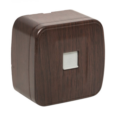 Фотография Розетка RJ-45 1-местная ОП Минск, 1А, 120В, тёмное дерево EKF, артикул EGK01-035-40