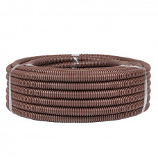 Труба гофрированная ПВХ с протяжкой d20 мм (25 м) темное дерево EKF-Plast