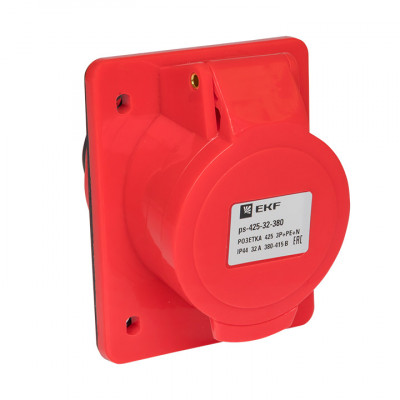 Фотография Розетка стационарная внутренняя 425 3Р+РЕ+N 32А 380В IP44 EKF PROxima, артикул ps-425-32-380