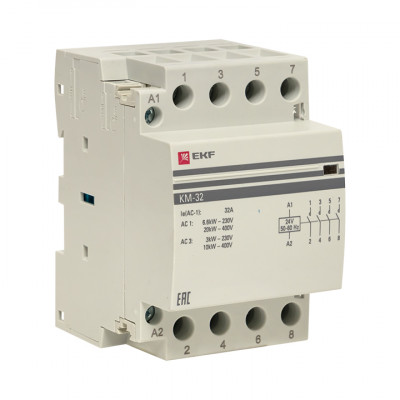 Фотография Контактор модульный КМ 32А 4NО (3 мод.) 24В АС EKF PROxima, артикул km-3-32-40-24v