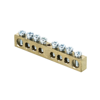 Фотография Шина PEN ноль-земля (8х12мм) 8 отверстий латунь крепеж по центру EKF PROxima, артикул sn0-125-8-c