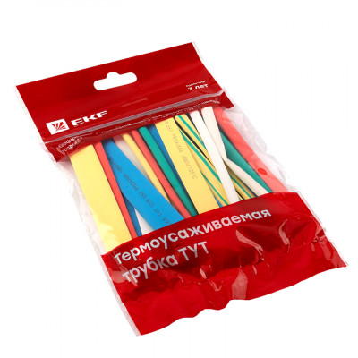 Фотография Термоусаживаемая трубка ТУТ нг 6/3 набор:7 цветов по 3шт. 100мм. EKF PROxima, артикул tut-n-6
