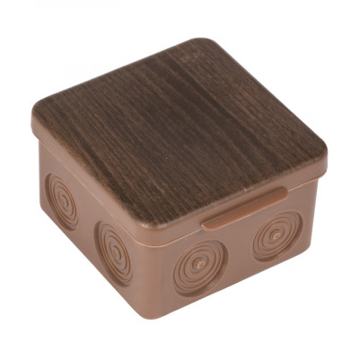 Фотография Коробка распаячная КМР-030-035 пылевлагозащищенная без мембранных вводов (80х80х50) тёмное дерево EKF PROxima, артикул plc-kmr-030-035-t