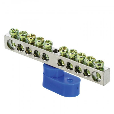 Фотография Шина 0 N (6x9мм) 10 отв. цинк синий угловой изолятор EKF PROxima, артикул sn1-63-10-1