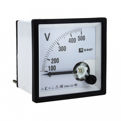 Фотография Вольтметр VMA-721 аналоговый на панель (72х72) квадратный вырез 500В прямое подкл. EKF PROxima, артикул vma-721-500