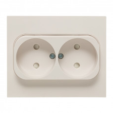 Стокгольм Розетка 2-местная б/з 10А белая с защ. штор. EKF PROxima