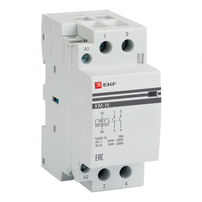 Фотография Контактор модульный КМ 16А 2NО (2 мод.) EKF PROxima, артикул km-2-16-20