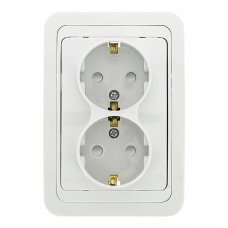 Лондон Розетка 2-местная с заземлением 16А белая с защ. штор. EKF PROxima
