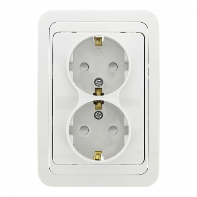 Фотография Лондон Розетка 2-местная с заземлением 16А белая с защ. штор. EKF PROxima, артикул EER16-128-100