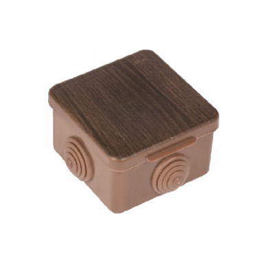 Фотография Коробка распаячная КМР-030-036  пылевлагозащитная, 4 мембранных ввода (65х65х50) тёмное дерево EKF PROxima, артикул plc-kmr2-030-036-t