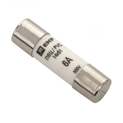 Фотография Плавкая вставка цилиндрическая ПВЦ (14х51)   6А EKF PROxima, артикул pvc-14x51-6