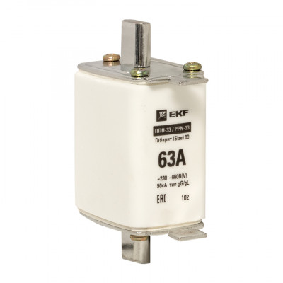 Фотография Плавкая вставка ППН-33 160/ 63А габарит 00 EKF PROxima, артикул fus-33/160/63
