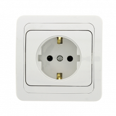 Лондон Розетка 1-местная с заземлением 16А керамика белая EKF PROxima