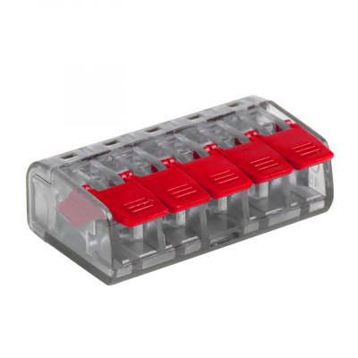 Фотография Клемма СМК 221-415 5 отверстий 0.2-4.0 мм2 (50шт.) EKF PROxima, артикул plc-smk-221-415