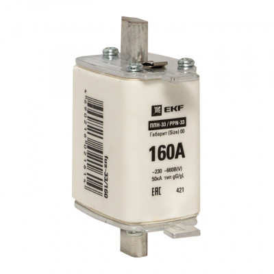 Фотография Плавкая вставка ППН-33 160/160А габарит 00 EKF PROxima, артикул fus-33/160