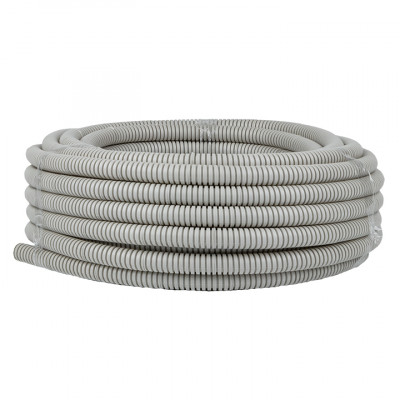 Фотография Труба гофрированная ПВХ с протяжкой d20 мм (25 м) серая EKF-Plast, артикул tg-z-20-25n