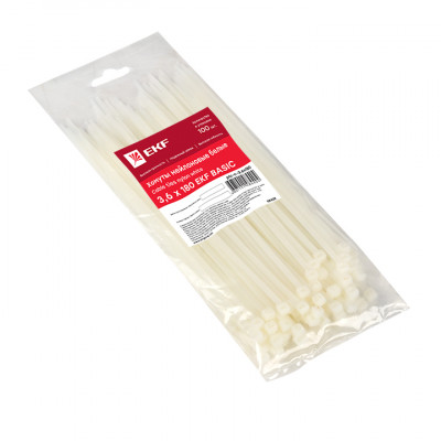 Фотография Хомут нейлоновый (3,6х180) (100шт.) EKF Basic, артикул plc-c-3.6x180