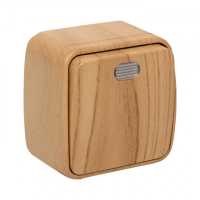 Фотография Выключатель 1-клавишный ОП Минск 10А с индикатором светлое дерево EKF, артикул EGV10-121-30